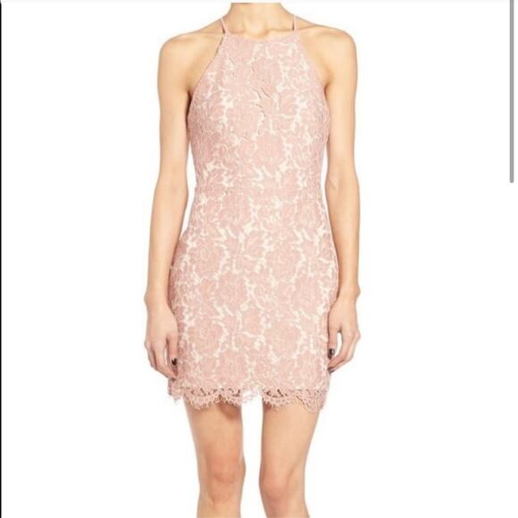 ASTR pink lace overlay open back dress size Small - Picture 1 of 15